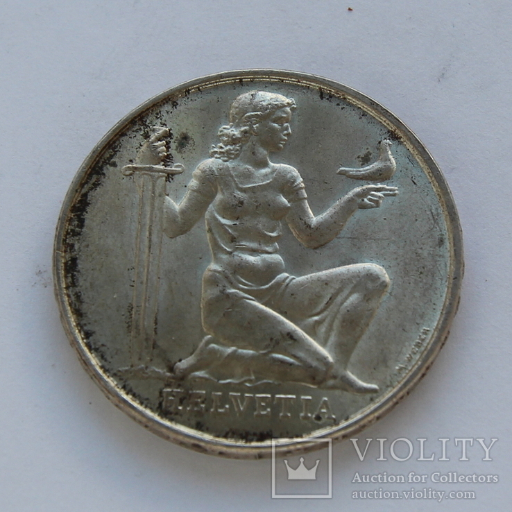 5 франков 1936 Швейцария серебро 15 г