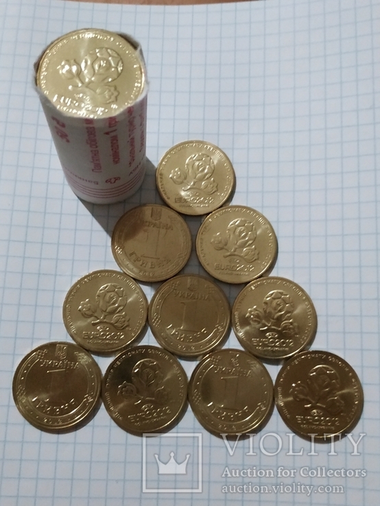 1 ГРИВНЯ ЕВРО 2012- 10 монет из ролла.
