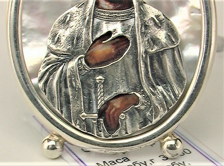Икона сувенир Святой Александр Невский серебро 925 проба 35,30 грамма, numer zdjęcia 4