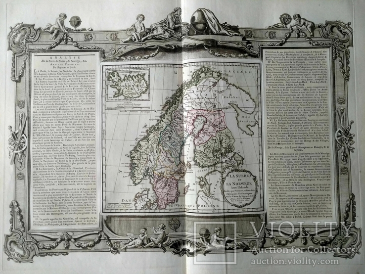 1766 Скандинавия, Петербург (большая карта 66x49, Верже) СерияАнтик, фото №2