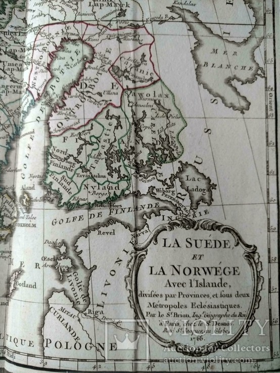 1766 Скандинавия, Петербург (большая карта 66x49, Верже) СерияАнтик, фото №9