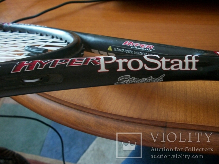 Теннисная ракетка без футляра wilson pro staff 5.0, midplus, hyper carbon профессиональная, фото №6