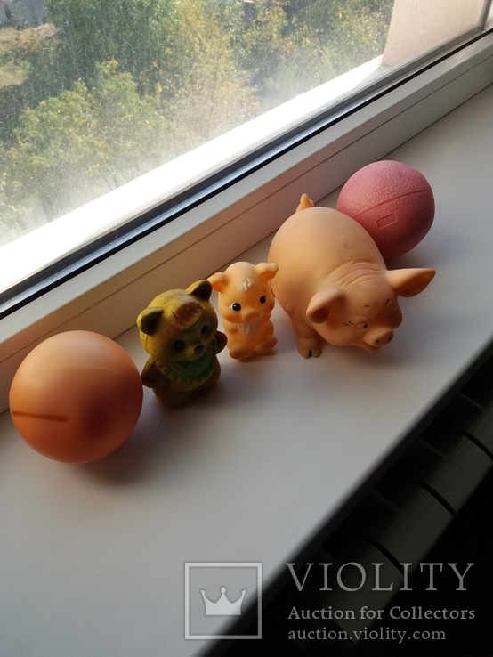 Резиновые игрушки СССР, свинка , поросенок , мишка , мячи, фото №2