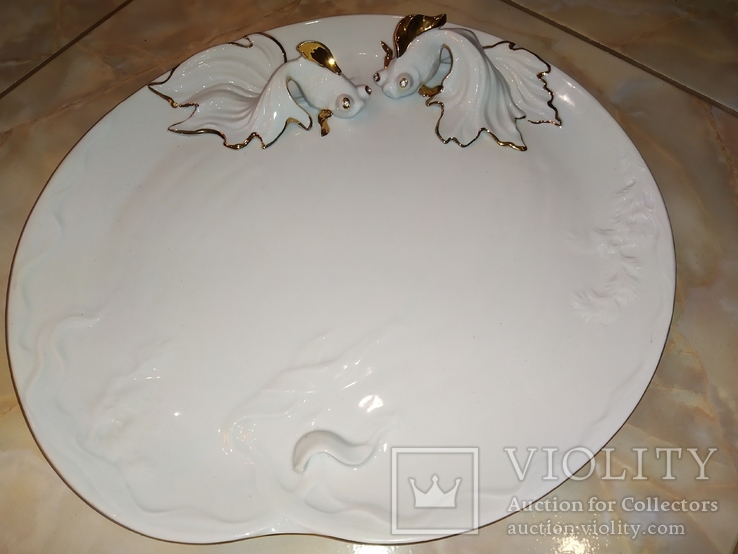 Блюдо тарелка Золотые рыбки керамика фирменная упаковка, фото №4