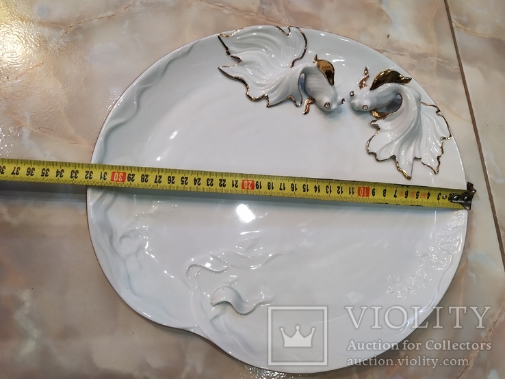 Блюдо тарелка Золотые рыбки керамика фирменная упаковка, фото №10