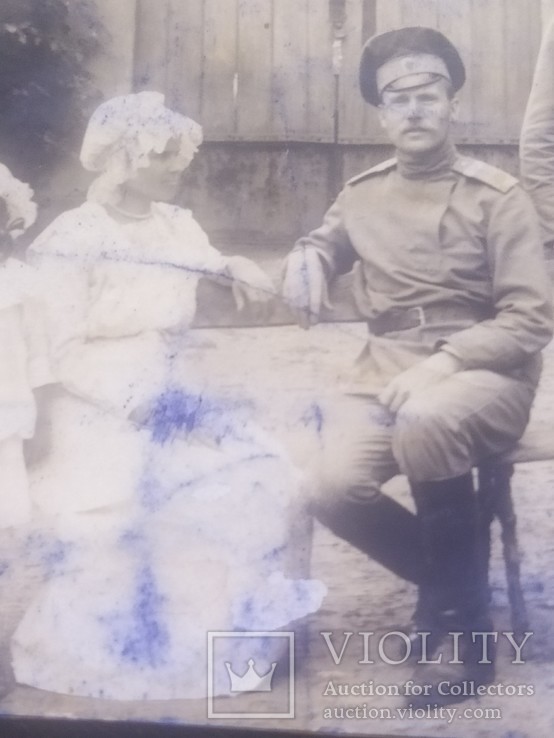 Офицер и солдат Первой Мировой с семьей старое фото, фото №6