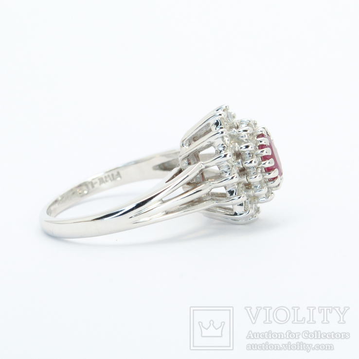 Золотое кольцо с натуральным рубином и бриллиантами, фото №5