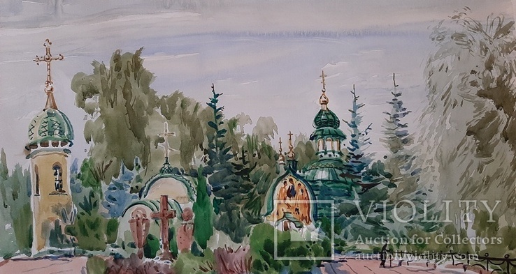 Картина бумага,акварель*Во дворе церкви*худ.Кравченко А.Г.2015год, фото №4