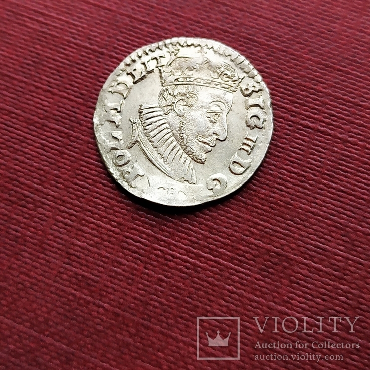 Трояк (3 гроша) 1591 года. Сигизмунд Ваза. Олькуш (R1), фото №4