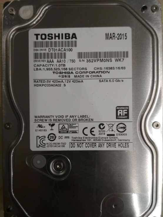 Винчестер Toshiba 1TB