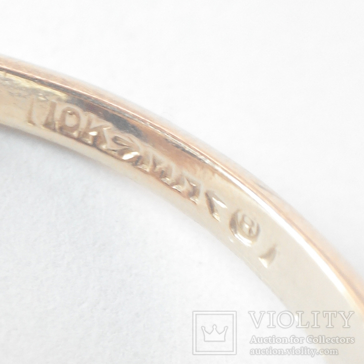 Золотое кольцо с натуральным ониксом и бриллиантом, фото №4