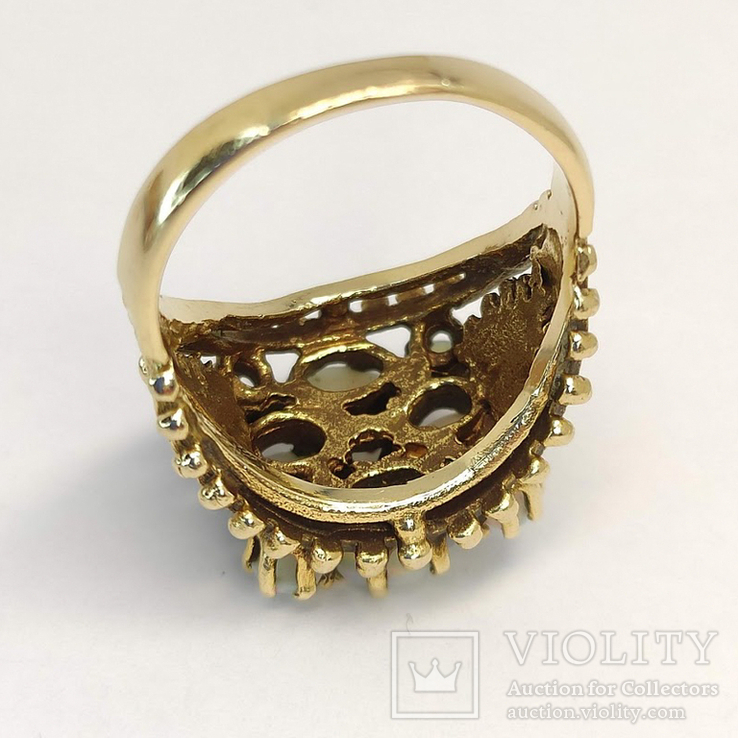Золотое кольцо с натуральными опалами, фото №7