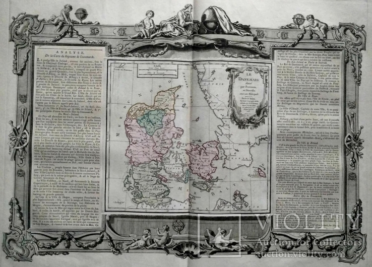 1766 Дания (большая карта 66x49, Верже) СерияАнтик, фото №3