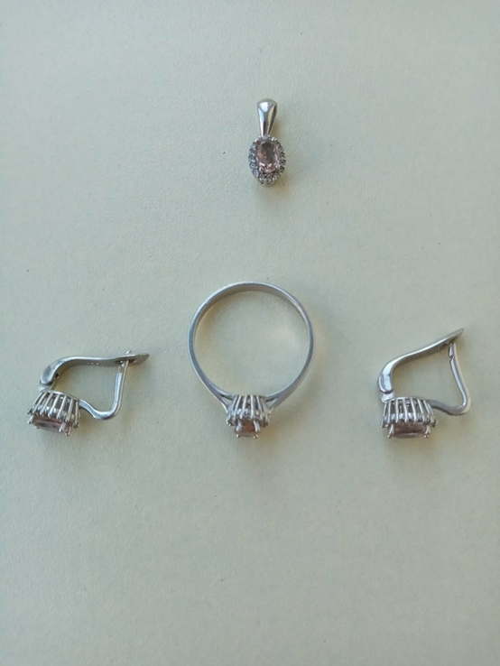 Шикарный набор: серьги, кольцо, подвеска, фото №2