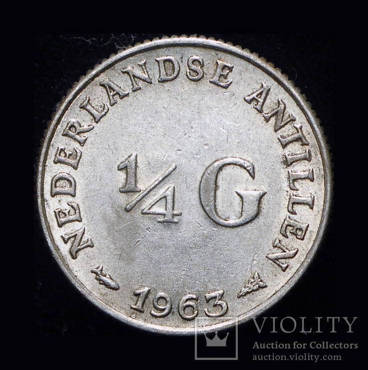 Нидерландские Антиллы 1/4 гульдена 1963 Unc серебро