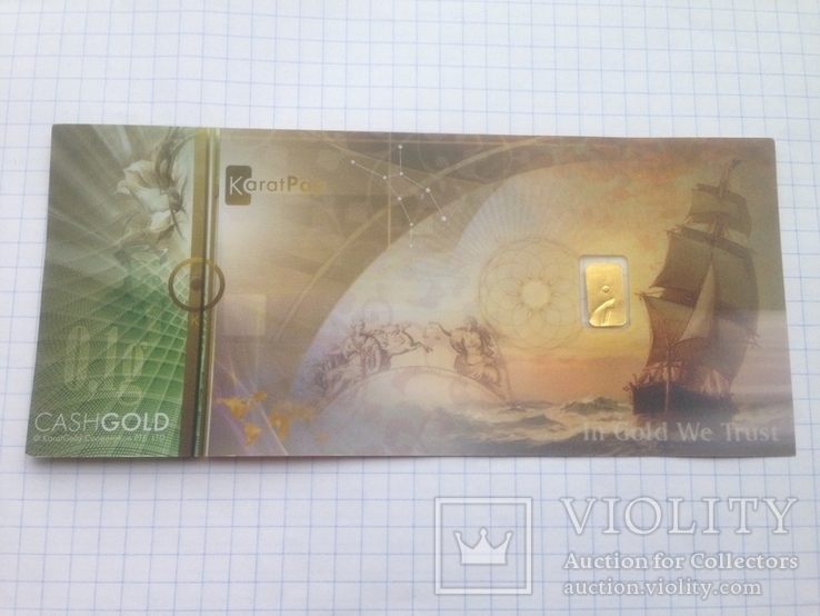 Пластиковая бона Karat Gold Cooperation PTE Ltd. с золотым слитком 0,1 гр., фото №4