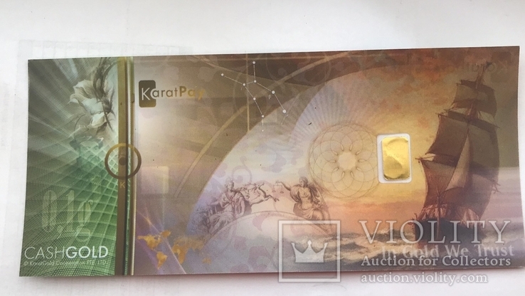 Пластиковая бона Karat Gold Cooperation PTE Ltd. с золотым слитком 0,1 гр., фото №7