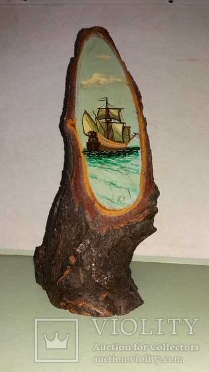 Рисунок корабля на дереве, фото №2