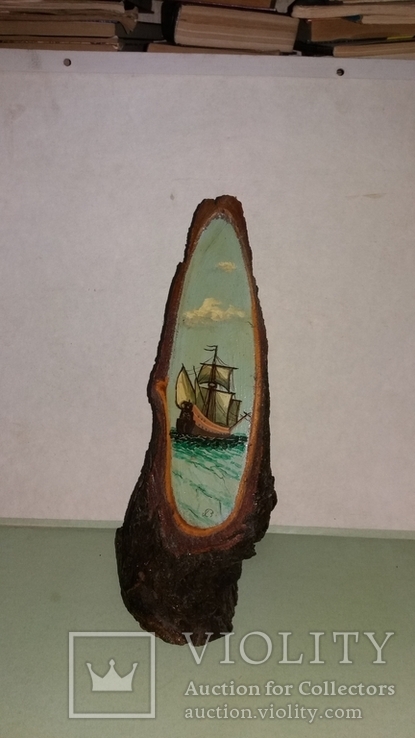 Рисунок корабля на дереве, фото №6