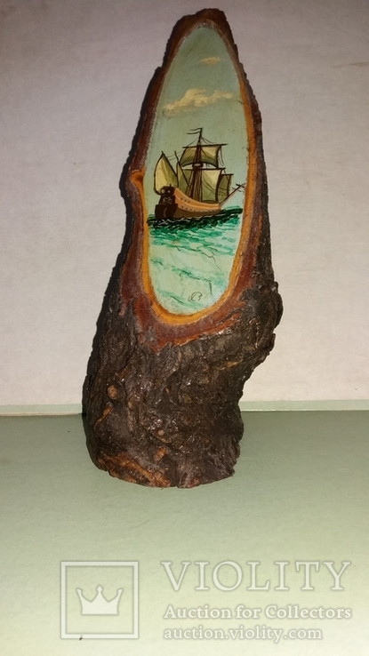 Рисунок корабля на дереве, фото №7