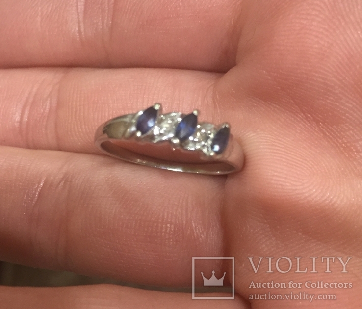 Золотое кольцо с сапфирами и бриллиантами, фото №6