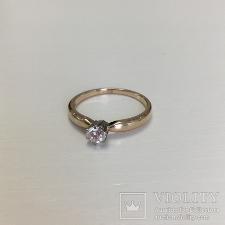 Золотое кольцо с бриллиантом 0,21 кт, фото №3