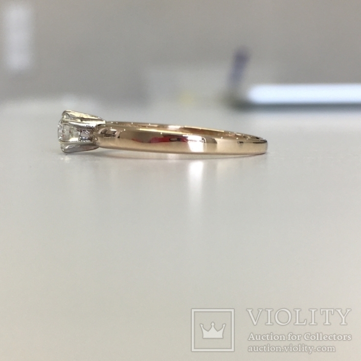 Золотое кольцо с бриллиантом 0,21 кт, фото №4
