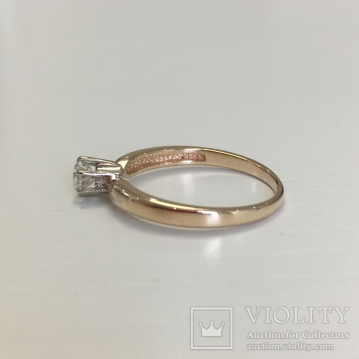 Золотое кольцо с бриллиантом 0,21 кт, фото №5