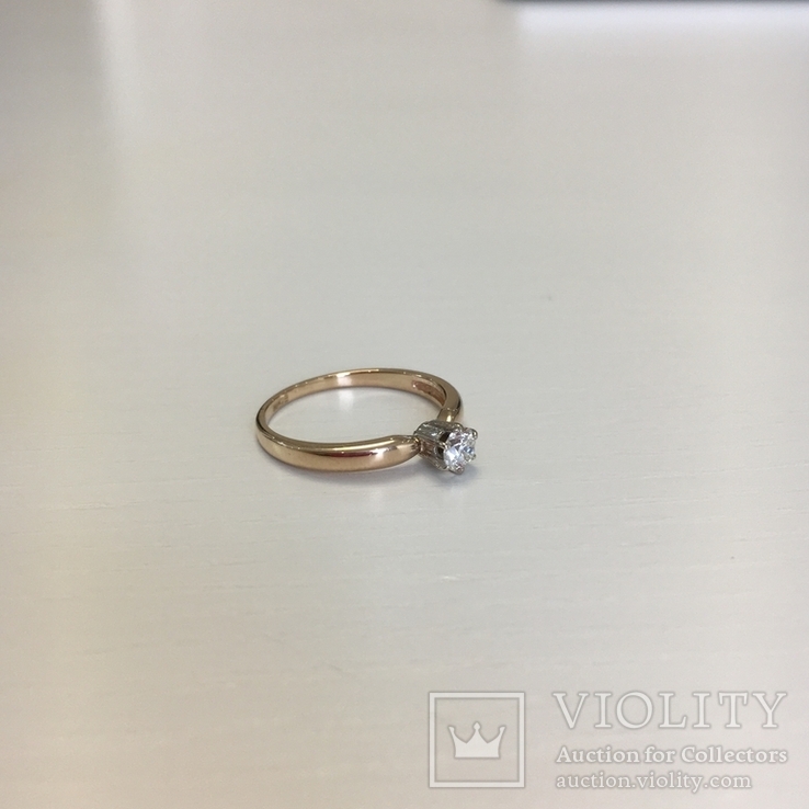 Золотое кольцо с бриллиантом 0,21 кт, фото №9