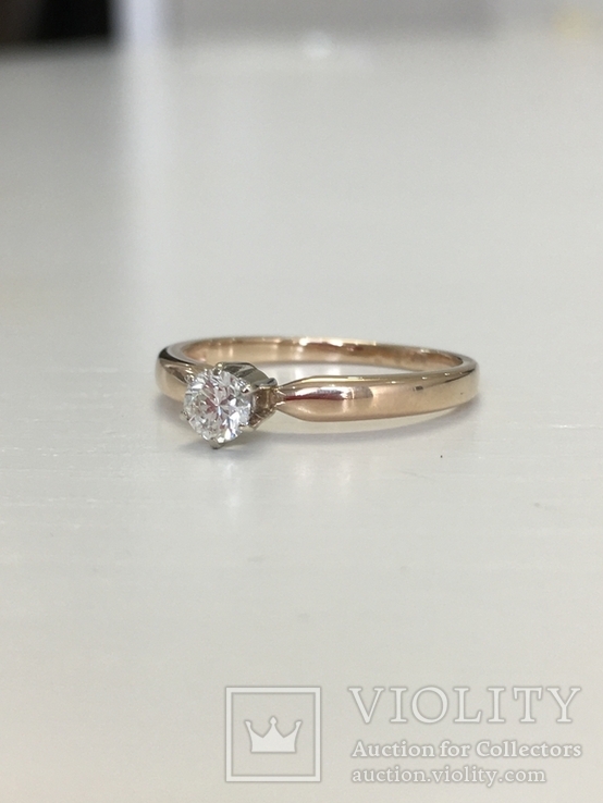Золотое кольцо с бриллиантом 0,21 кт, фото №12