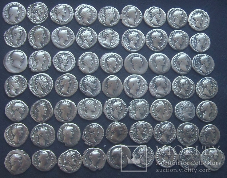 Монеты Древнего Рима (денарии) 63 штуки.