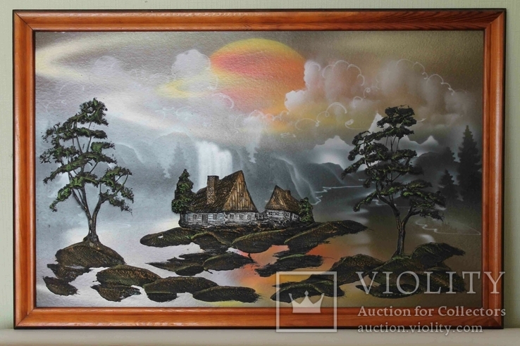 Рельефная картина Домик у холмов 86х56 см, фото №2