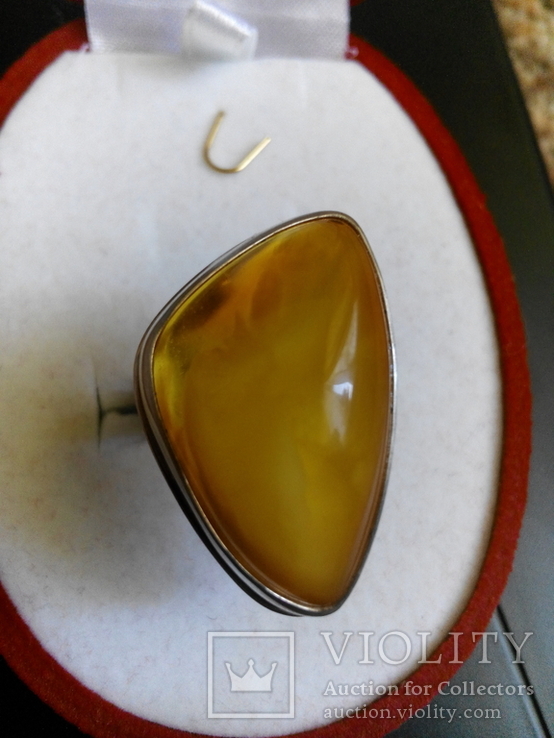 Серебряное кольцо с янтарем, фото №4