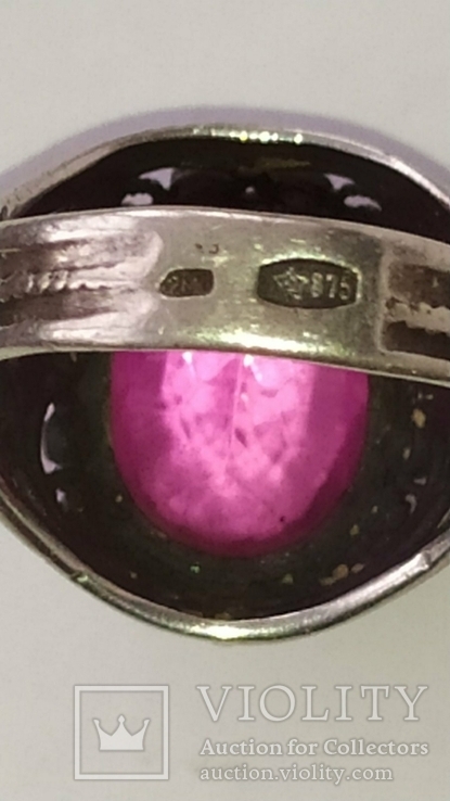 Кольцо серебро 875 проба звезда с камнем Аметист., фото №7