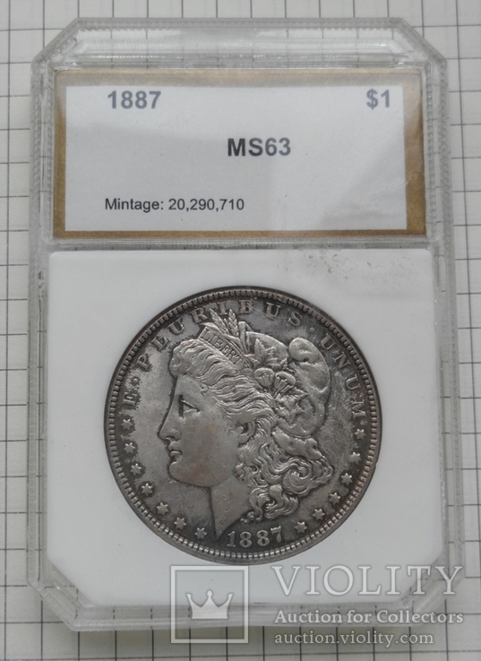 Доллар США 1887 Морган слаб PCI "MS-63 "