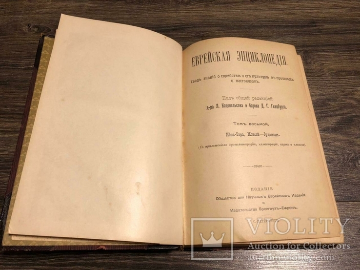 Еврейская энциклопедия. Т. 8. Полукожаный переплет., фото №6