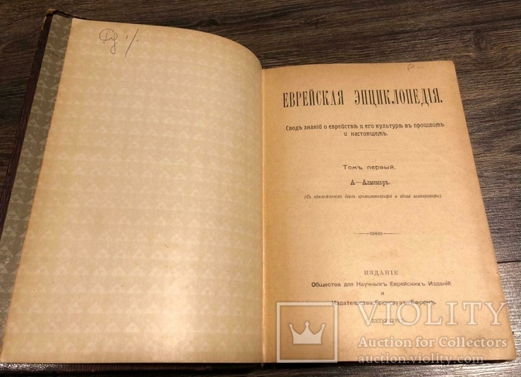 Еврейская энциклопедия. Т. 1. Полукожаный переплет., фото №6