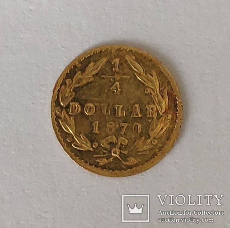 1/4 доллара 1870 сша золото 900, фото №2