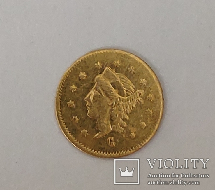 1/4 доллара 1870 сша золото 900, фото №3