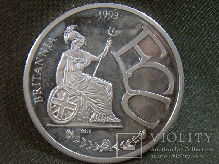 РБ43 Великобритания 1 экю 1993 год. Серебро 999,9 пр, вес 19,7 грамм, фото №6