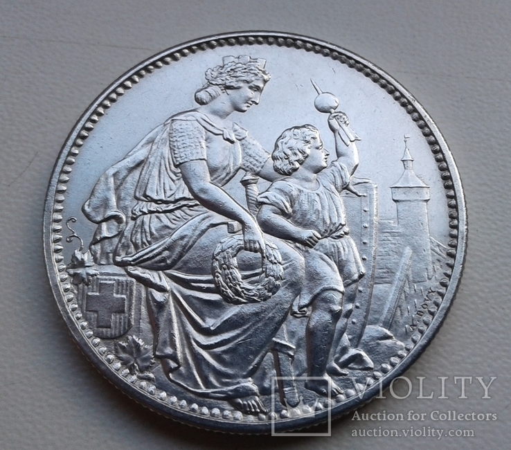 5 франков 1865 Швейцария. Серебро., фото №3