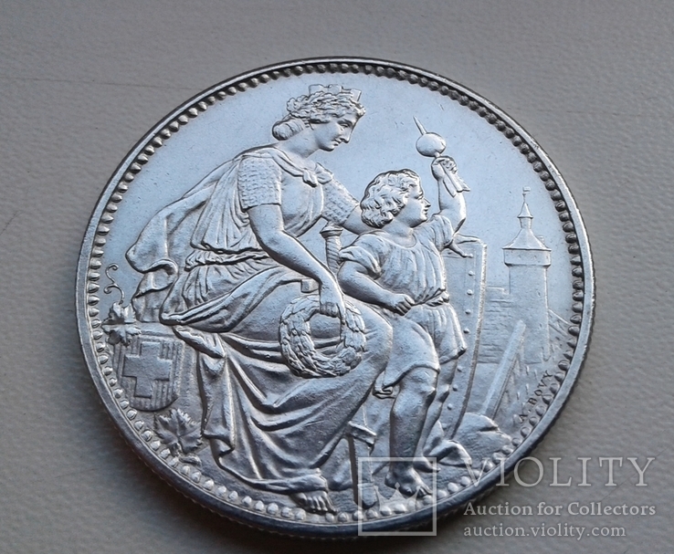 5 франков 1865 Швейцария. Серебро., фото №4