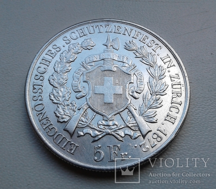 5 франков 1872 Швейцария. Серебро., фото №4