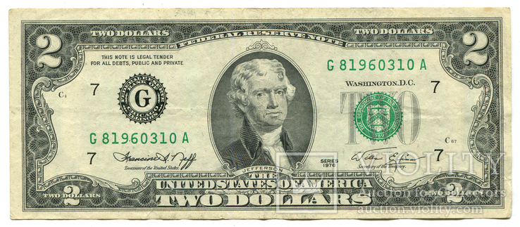 Два доллара.1976 год.Чикаго., фото №2