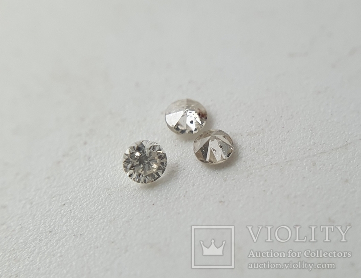 Природные бриллианты 3 штуки 1,59 мм