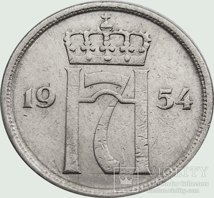 65.Норвегия 10 эре, 1954 год, фото №2