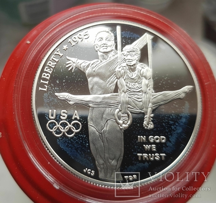 США 1 доллар 1995 г. XXVI Летние Олимпийские игры 1996 года в Атланте. атлетика Пруф, фото №2