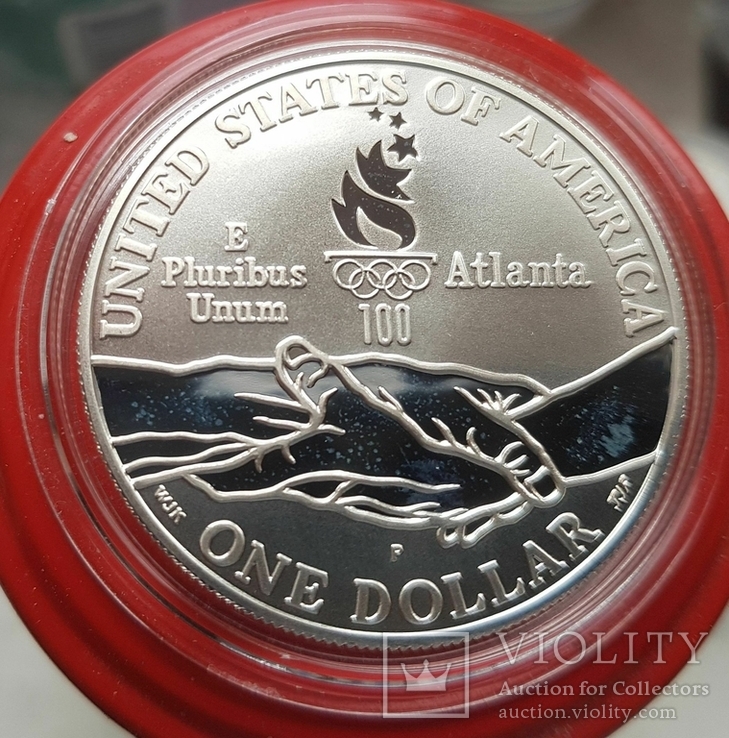 США 1 доллар 1995 г. XXVI Летние Олимпийские игры 1996 года в Атланте. атлетика Пруф, фото №3