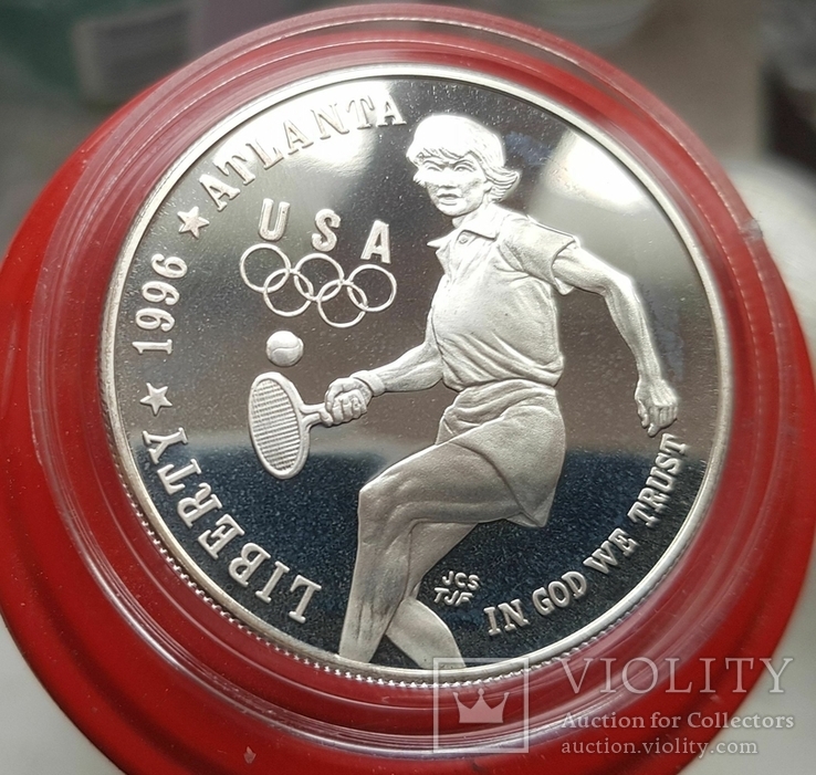 США 1 доллар 1996 г. XXVI Летние Олимпийские игры 1996 года в Атланте. Теннис. Пруф