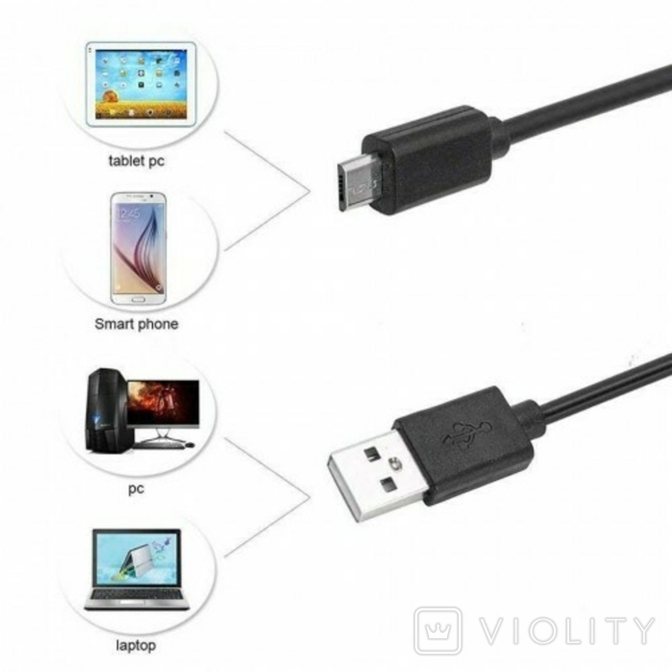 Камера эндоскоп с кабелем на 2 метра 7 мм USB/micro USB с подсветкой, фото №3